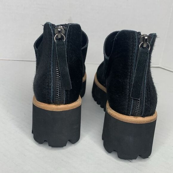 All Black suede calf hair platform threaded booties - Picture 5 of 10